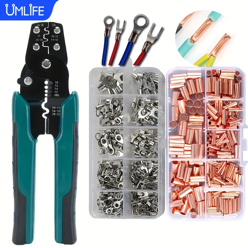 

Umlife Multi-tool Wire Crimper Kit With Spade Connectors - Copper Terminal Joints, Stripping & Cutting Tool For Home Decor And Appliance Maintenance