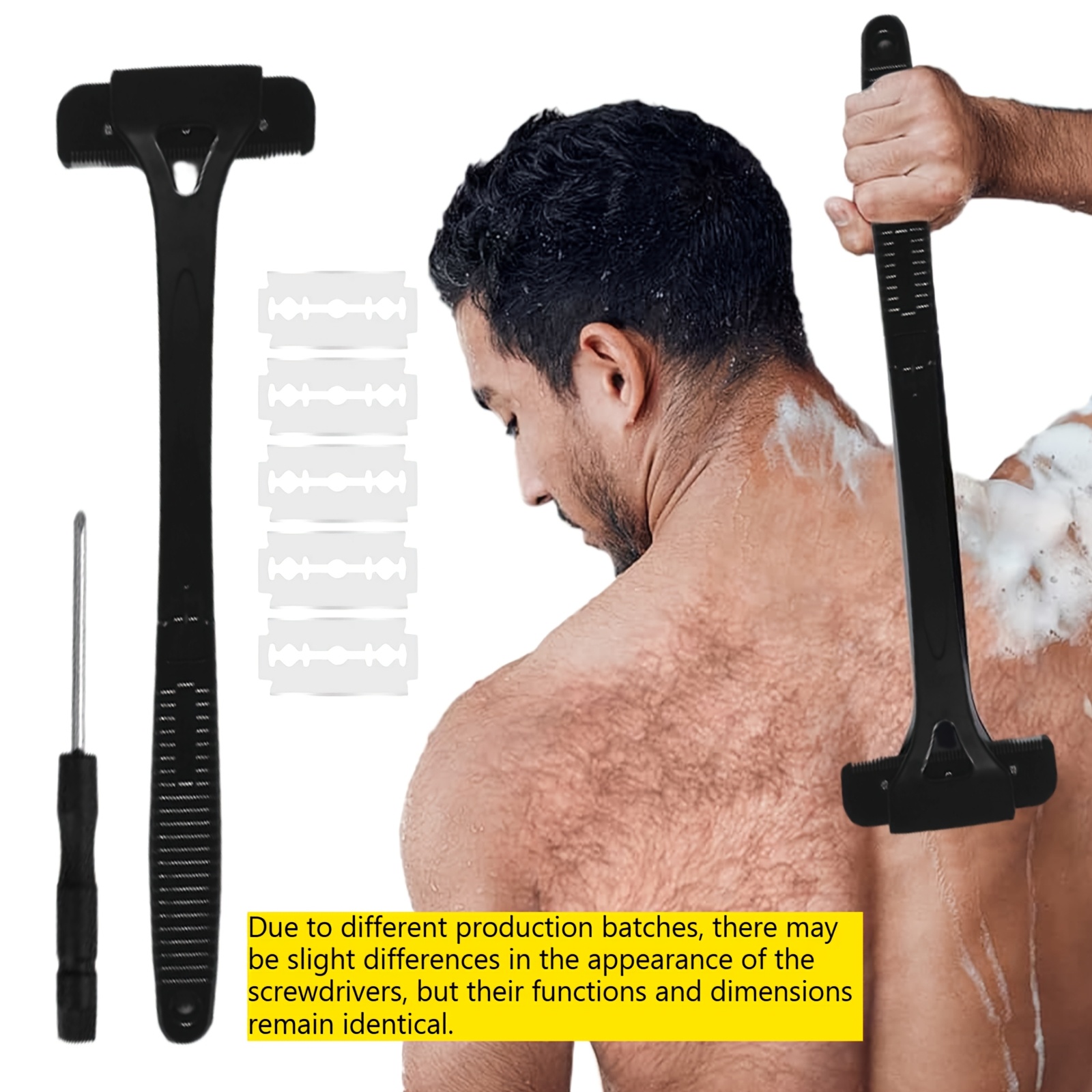 Men's Back Hair Trimmer with 5 Blades and Adjustable Long Handle
