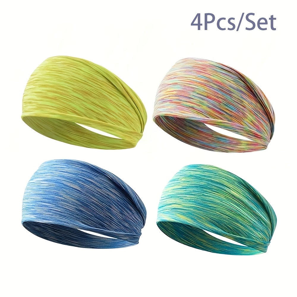 TEMU 4-pack Women's Moisture-wicking Headbands - Non-slip Sports Headscarf, Suitable For Exercise, Fitness, Yoga, Running, Athletic Headband