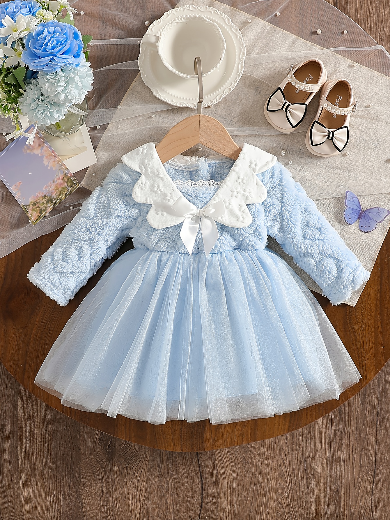 girls light blue lace mesh christening dress princess skirt - Temu Oman