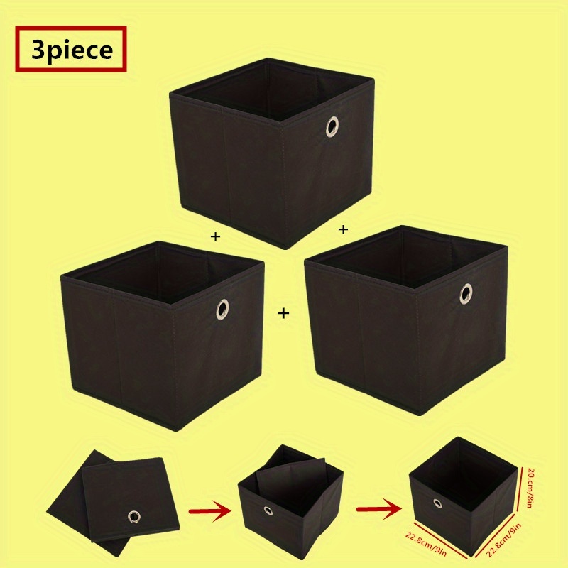 Image of 3pcs Set Of Home Storage Boxes Foldable Closet Built-in Storage Bins Lid-free Retractable Storage Boxes For Sundries Books Clothes And Clothing