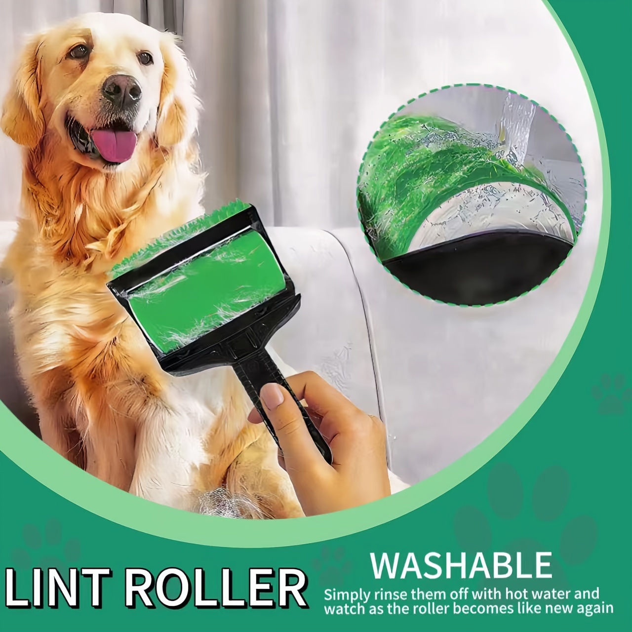 

Best Sticky Original Gel Lint Roller Cleaner And Pet Hair Remover, Washable And Reusable, Set Of 2 For Clothes, Dog Hair, And Car Seats, Green