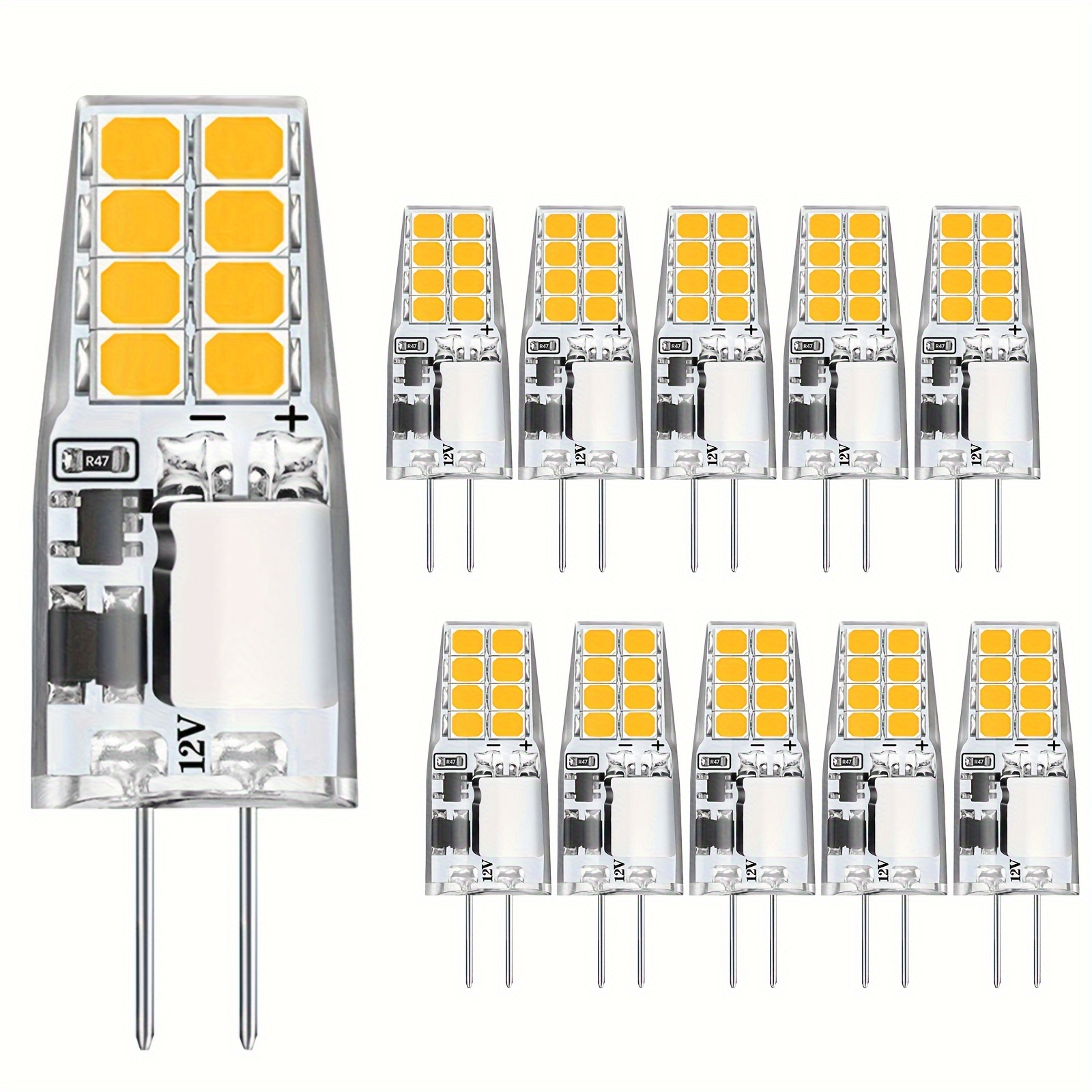 10pcs G4 Led Bulbs Low Voltage 16 Light Beads Acdc12v No Strobe 2w Warm White 2700k/cold White 6000k Small Bulbs