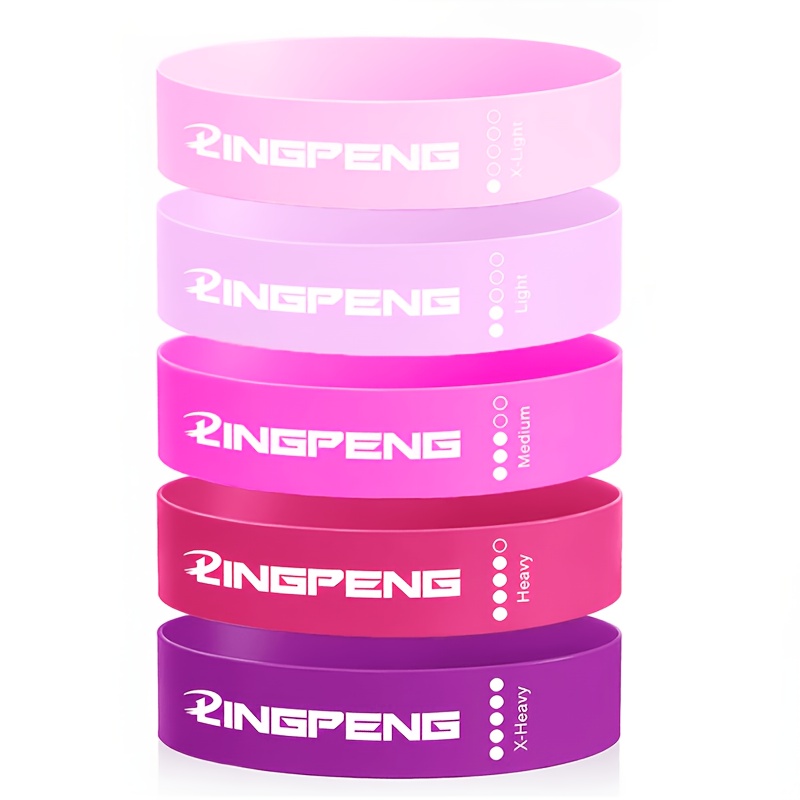 TEMU Lingpeng 5pcs Resistance Band Set, Elastic Exercise Loop Bands For Hips And Legs, Yoga Beginner Elastic Band Set, Pilates Elastic Bands