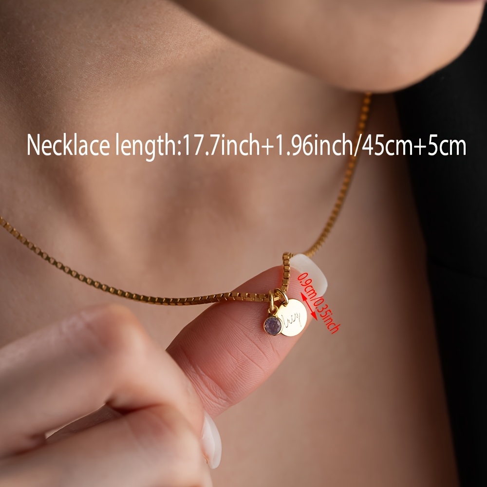 Personalized Mini Round Pendant Necklace — 18K Gold-Plated with Birthstone