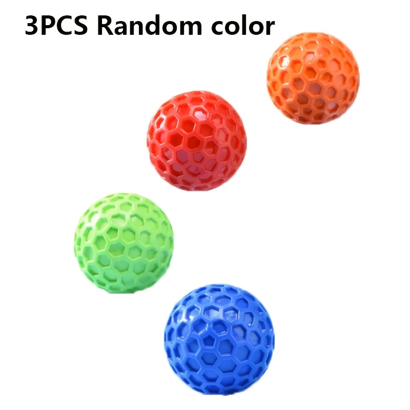 TEMU 3pcs Random Color Honeycomb Squeaky Ball, Bite-resistant Squeeze Sound Pet Ball, Easy-to-clean Throw Ball Toy, Pet Toy