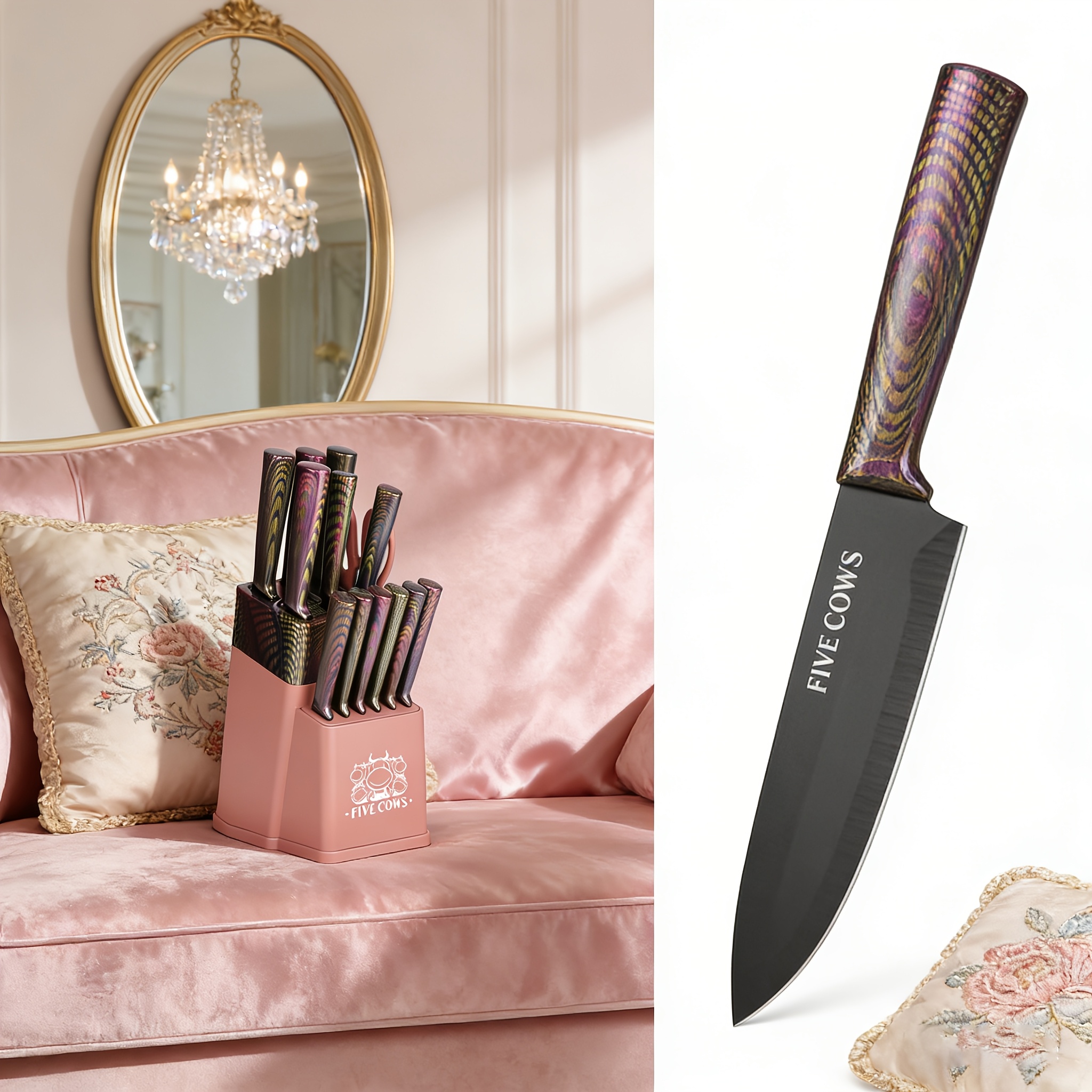 16pcs Set Of Stainless Steel Rust-proof Kitchen Knives, with Versatile Cutting Functions. The Colorful Non-slip Handles Provide A Comfortable Grip. Suitable for Home And Restaurant Use. Rust-proof And with Ergonomic Handles.