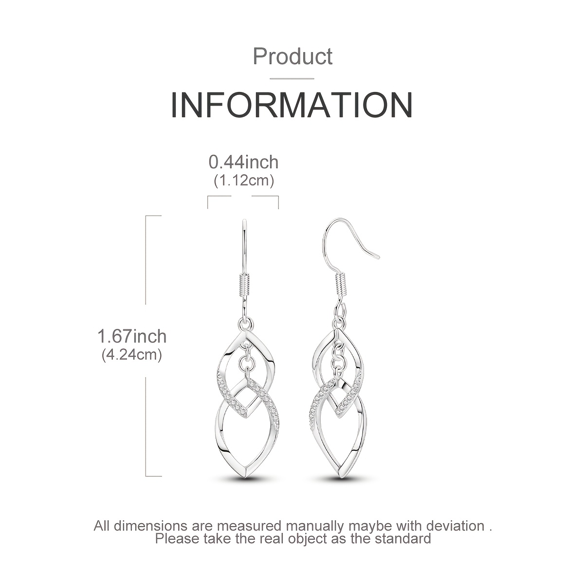 Platinum Plated Geometric Rhombus Shape Hook Earrings