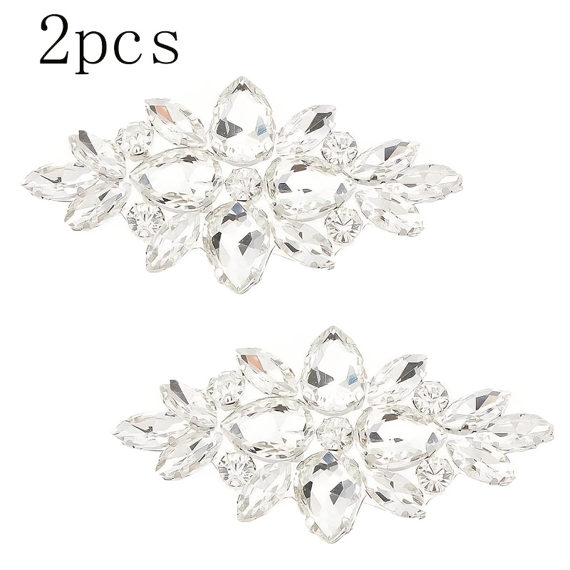 E-shop 2 Stück Elegante 3D Strass-Applikationen, Kleidungsdekorative Patches, Transparente Kristall-Bügeldekorationen, Geeignet für Brautkleider,