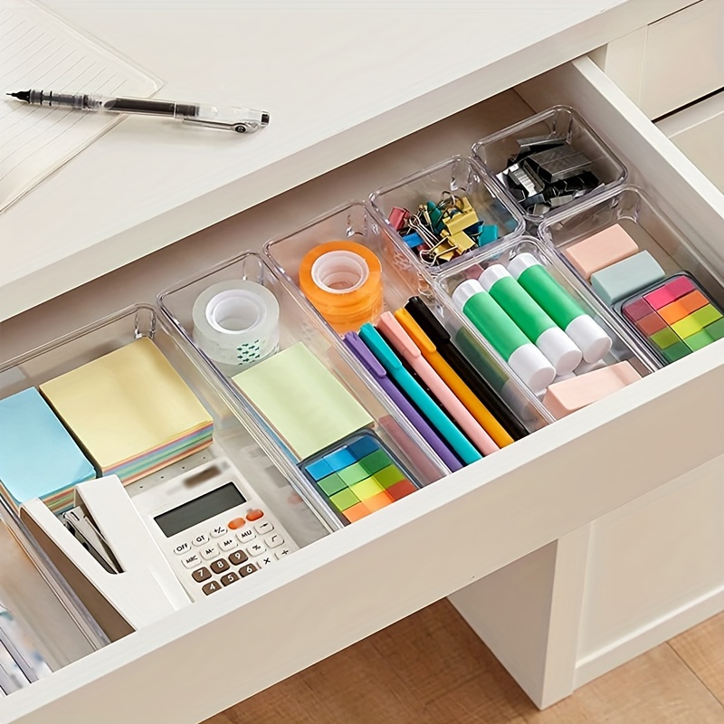 Desk Drawer Organizer Box 3 Sizes Plastic Drawer Divider - Temu