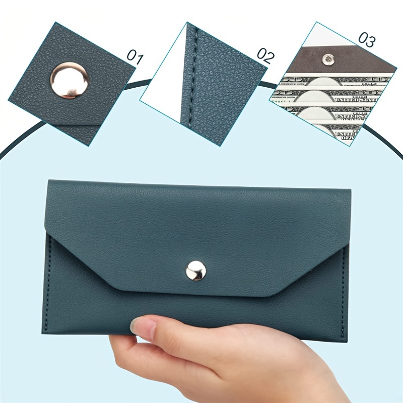 

Women's Classic Solid Color Long Clutch Wallet, Minimalist Textured Coin Purse For Daily Use