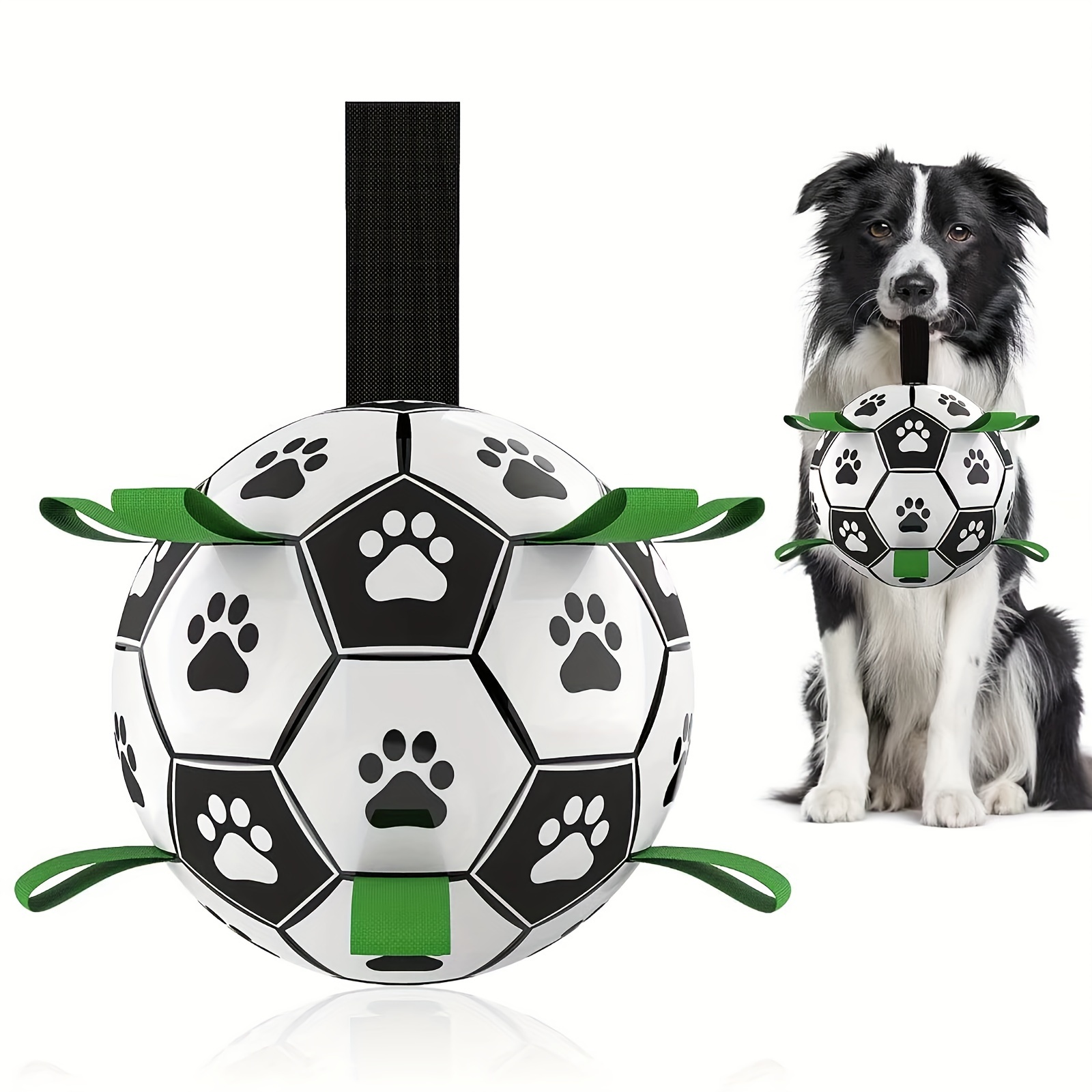 

1pc Durable Football Design Pet Toy With Straps Dog Chewing Ball Toy For Training Playing Teeth Cleaning, Interactive Fetch Pet Toy For Small Medium Large Dogs