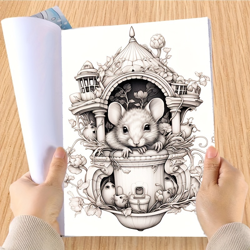 Deluxe Mouse Coloring Book 22 Pages Relaxing Art & Craft Activity