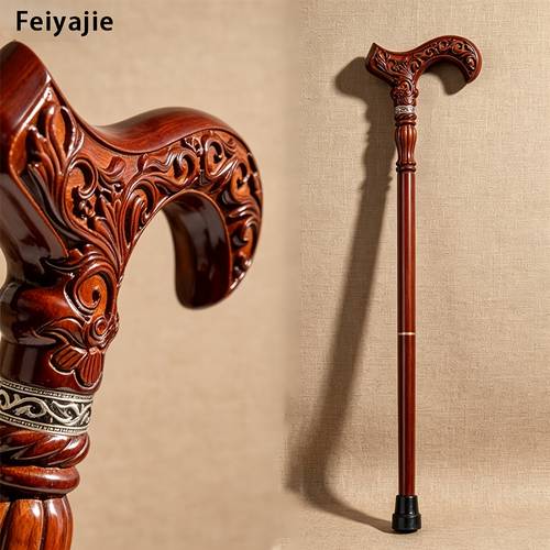 feiyajie retro wood craft cane with handle anti slip staff 95cm halloween party decor scepter for cosplay party
