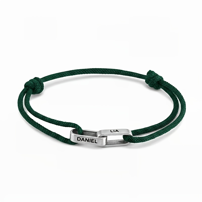 Custom Couple Name-Engraved Adjustable Knot Bracelet, Unisex Gift