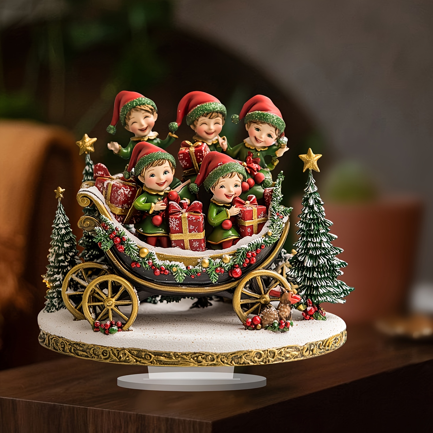 

2d Flat 1pc Style Acrylic Christmas Elf Snow Sled Tabletop Decor, Multifunctional Home Theme Ornament For Living Room, Office, Bedroom, Cafe - Unique Holiday Gift