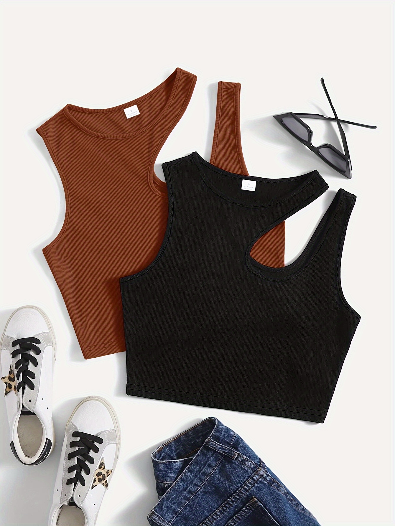 ACANI Brown Crop Tops for Women Ribbed Tops Basic Sexy Summer Sleeveless  Button-Down Tops(Brown X-Small) : : Clothing, Shoes & Accessories