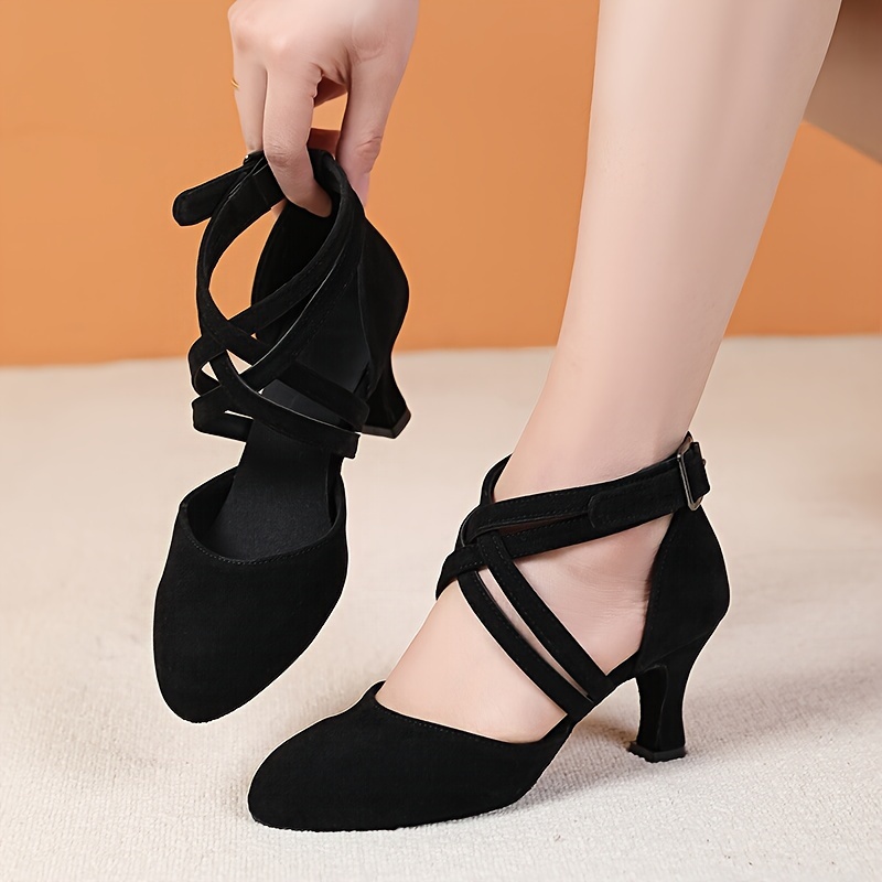 cross strap dance shoes indoor ballroom dancing footwear comfort fit details 3