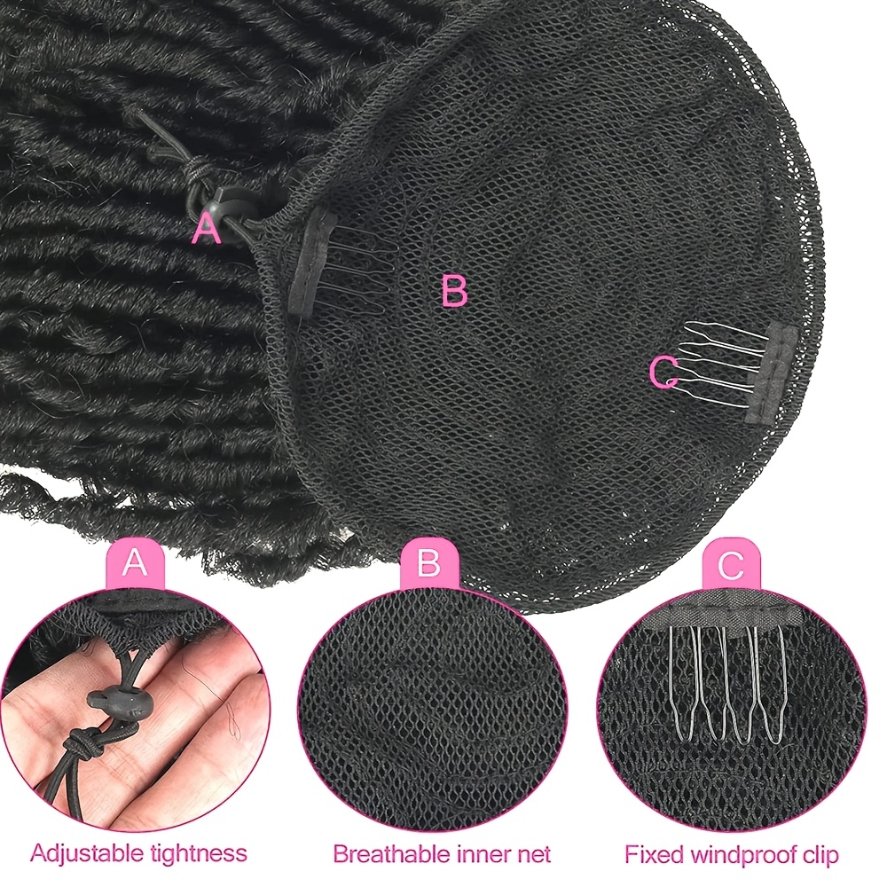 6 inch short dreadlocks drawstring ponytail hair extensions synthetic   locs clip in pony tail hair piece for women details 8