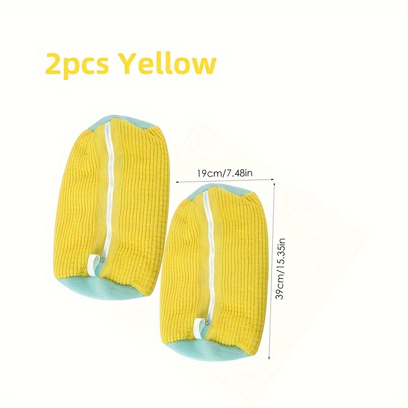 2 pack   over sized wasmachine schoen tassen polyester anti deformatie schoenen was tassen met rits sluiting geweven ovale schoen waszakken voor huishoudelijk gebruik 2 stuks geel 10