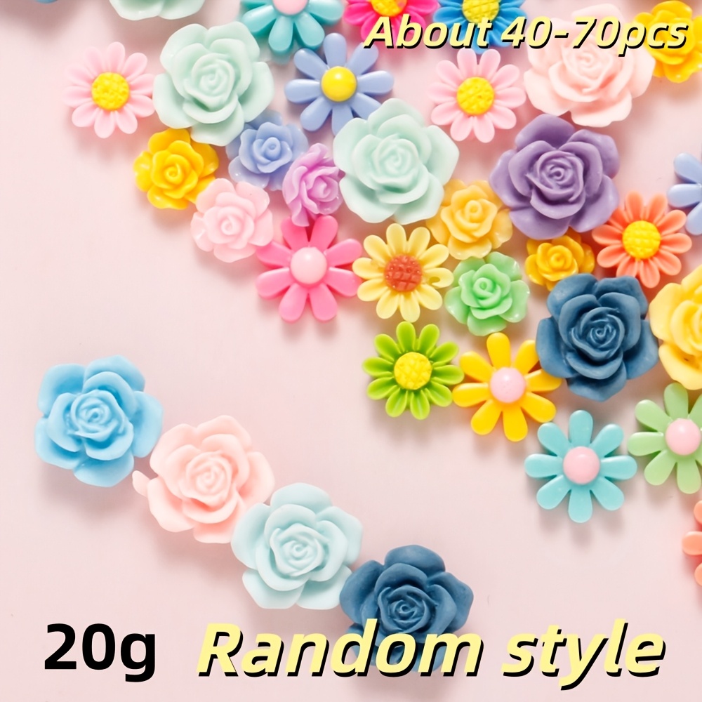 TEMU 2d Flat, 20g 10-18mm Mixed Colors Resin Daisy Flower Charms Flatback Bead Resin Slime Charms For Diy Craft Scrapbooking Hair Clip Phone Case