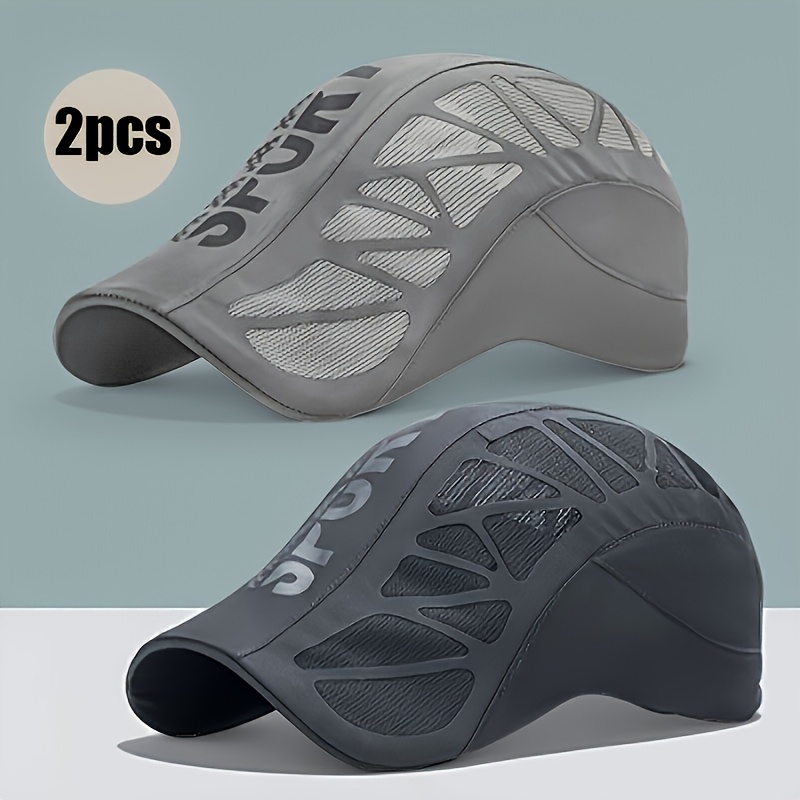 2pcs Breathable Unisex Baseball Cap With Letter Design, Breathable Mesh, Outdoor Duck Tongue Hat, Golf Cap, Casual Sports Sun Hat Suitable For Spring And Summer