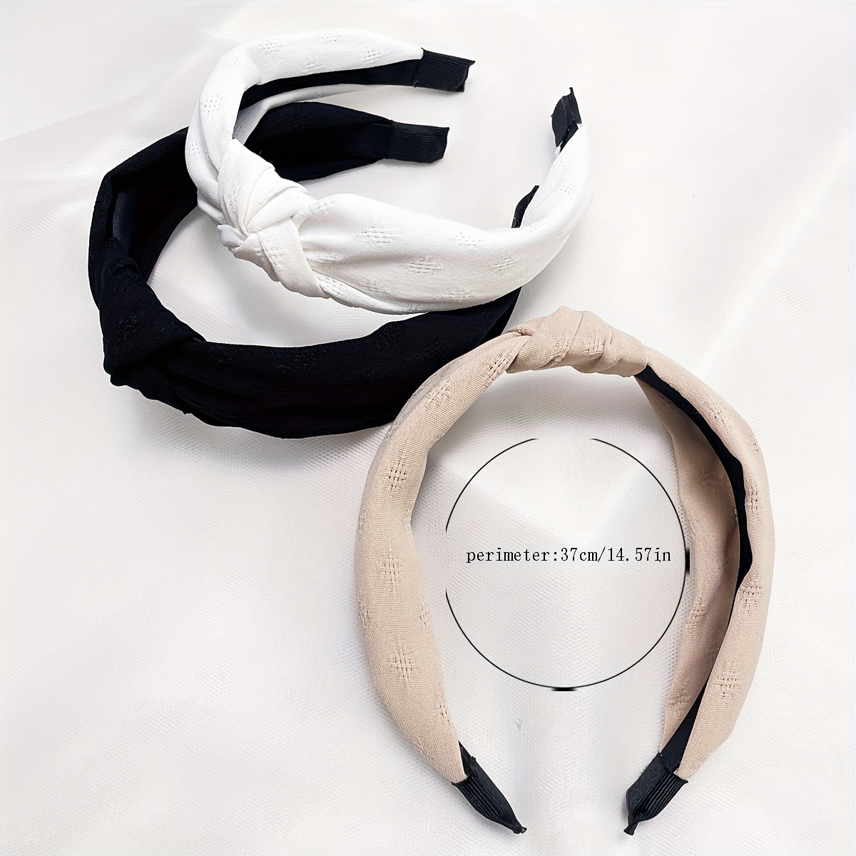 set of 3 WHITE BLACK knotted HEADBANDS Amazon.com : Hanaive 3 Pcs Spa Headband and Wristbands Set  main image 2