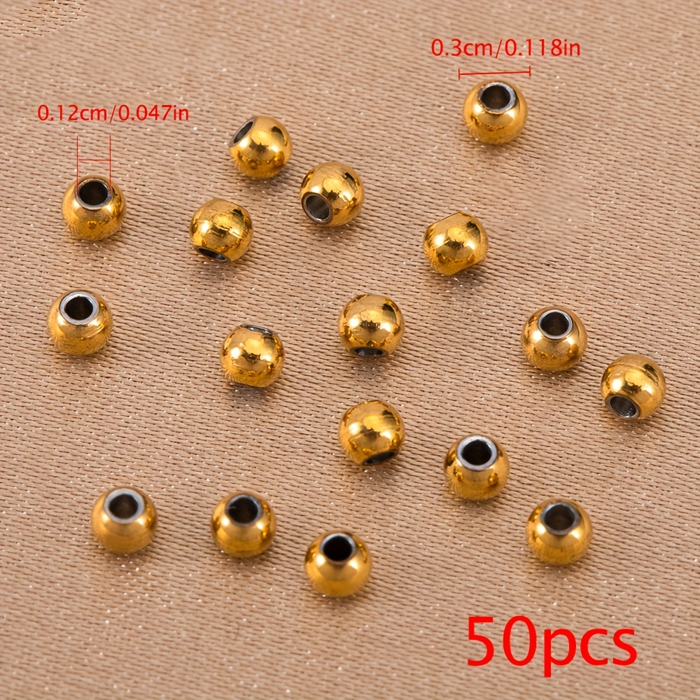 Image of 50pcs 2/3/4/6/8/10mm Stainless Steel Round Beads Loose Spacer Beads For Jewelry Making Beading Bracelet Necklace Supplies