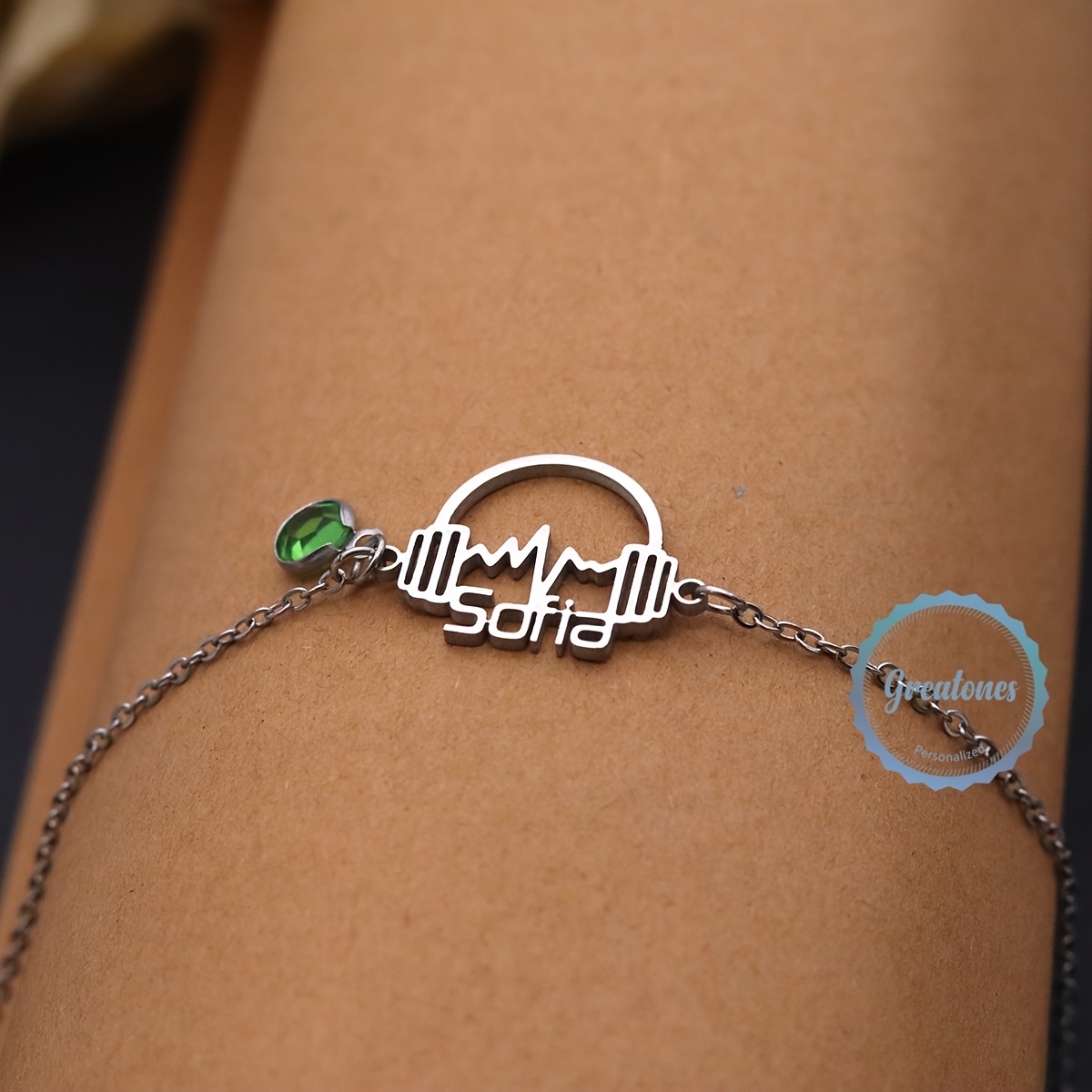 Personalized Custom Name Bracelet with Music Notes, Stainless Steel