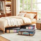 pack of 3 40l underbed storage boxes foldable underbed storage boxes with lid underbed storage boxes for clothes underbed wardrobe gray