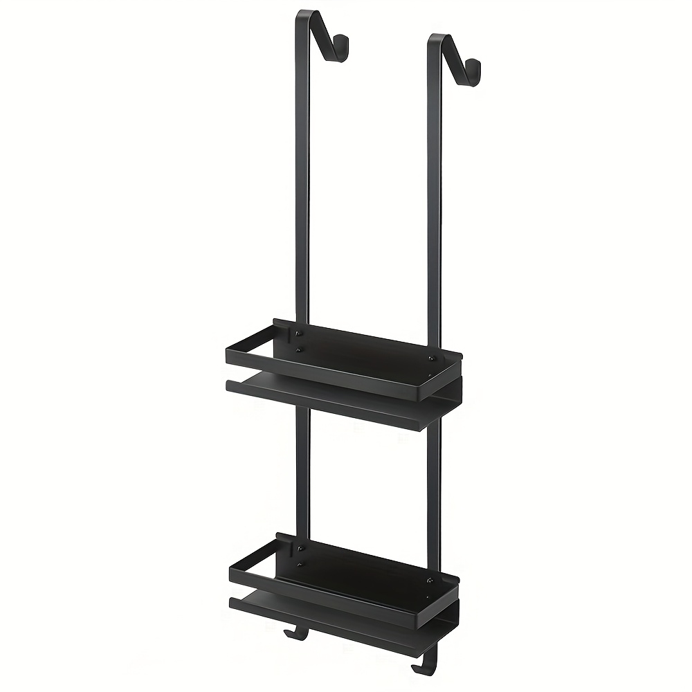 Wall-mounted Bathroom Shelf, Double-layer Stainless Steel Storage Rack, 69cm, Black, Bathroom Organizer, No-drill, Heavy-duty Load-bearing