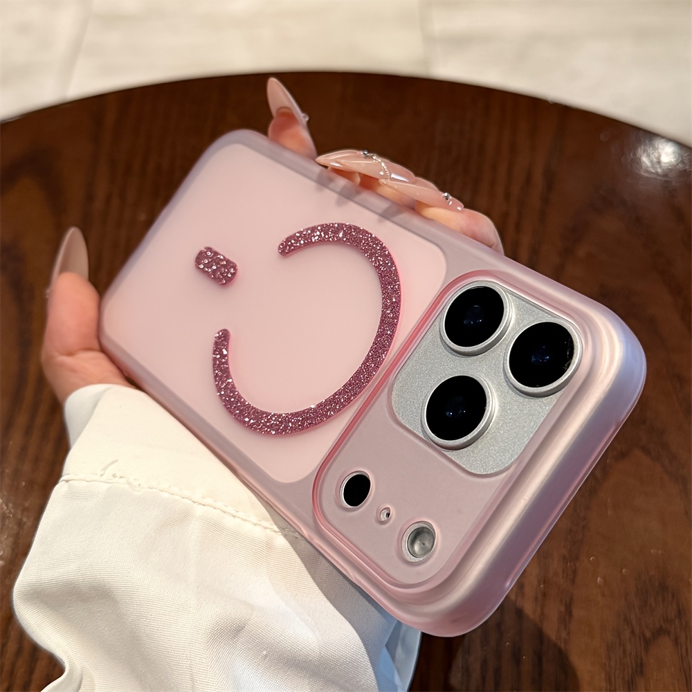 E-shop Luxus Bling Glitzer Magnetischer Kreis Matt Klare Handyhülle für iPhone 17 Pro Max 17 16 15 14 13 12 11 Pro Kabelloses Laden
