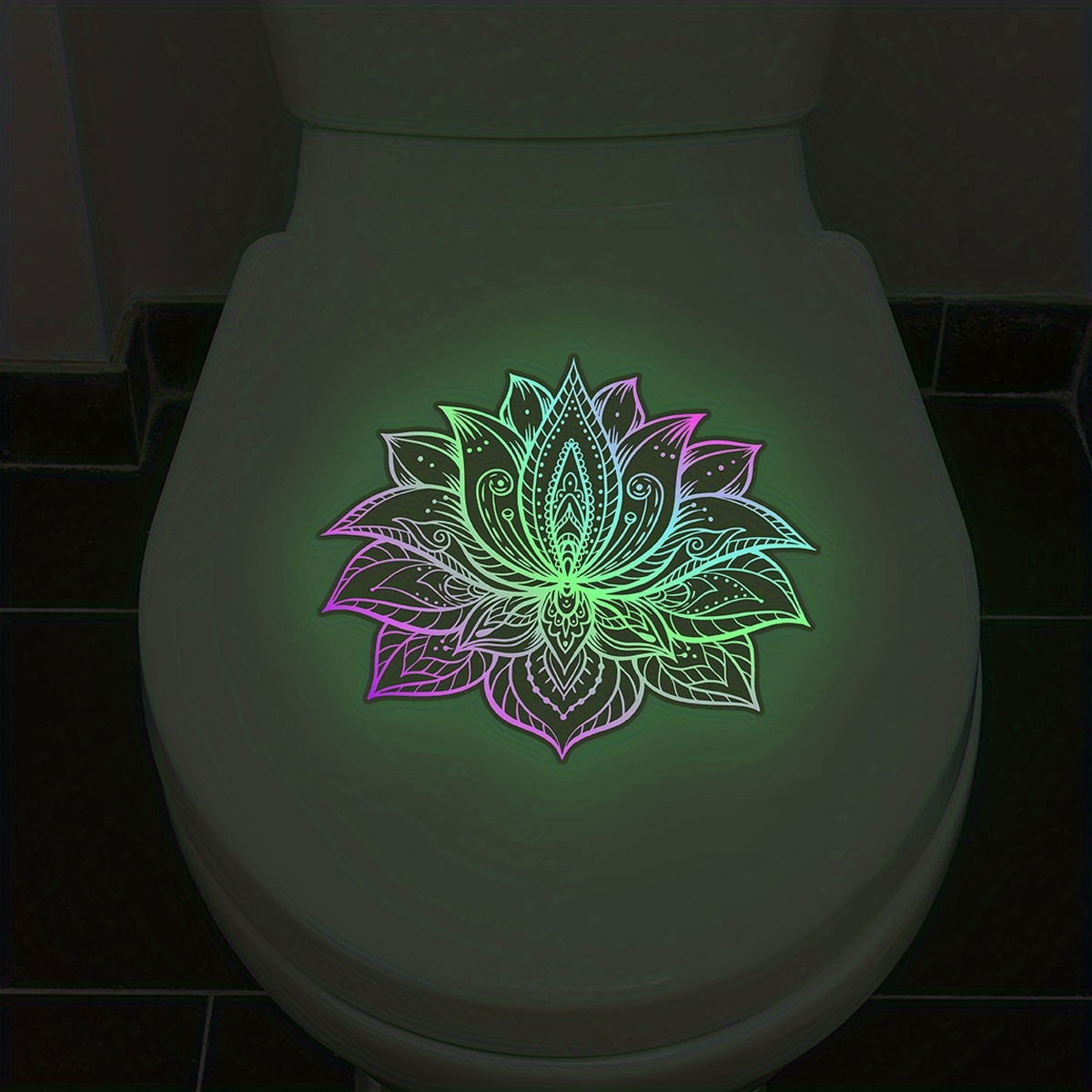 Image of 1pc -in-the-dark For Lotus Toilet Sticker – Creative Nighttime Decoration For An & Tech-infused Bathroom