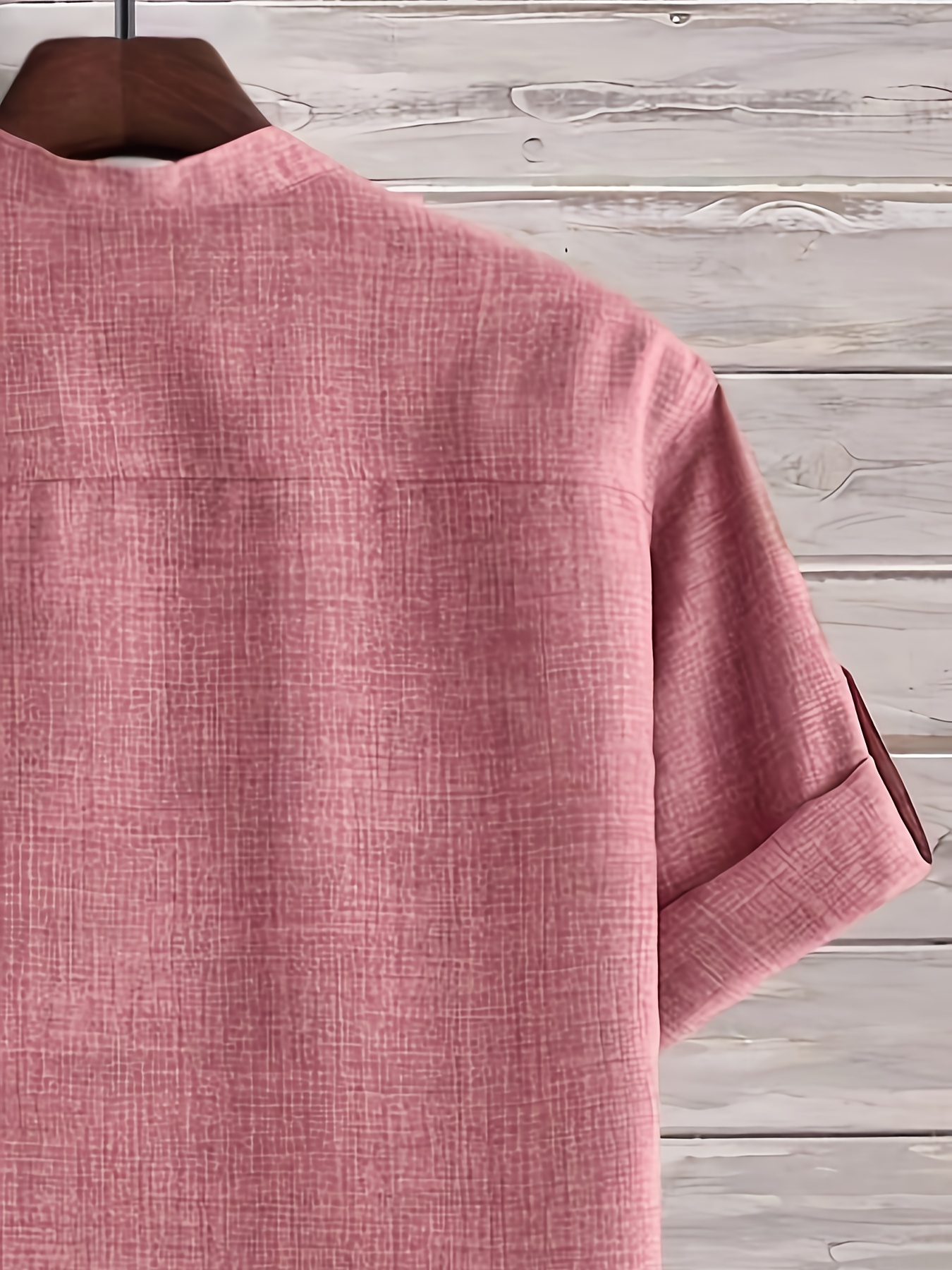 Men's Solid Color Henley Collar Short Sleeve Shirt, PLUS SIZE