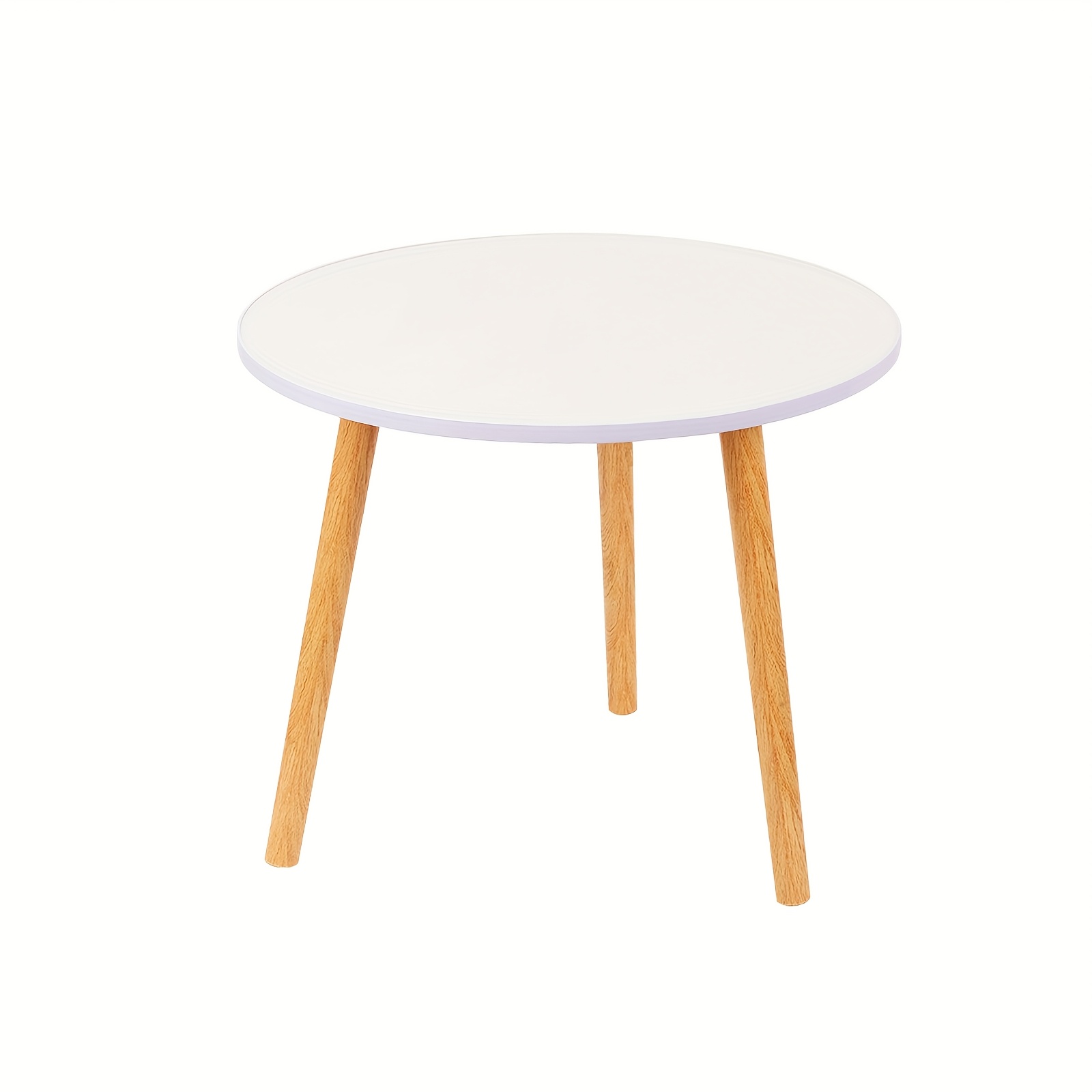 TEMU Table Basse Ronde Scandinave | Bureau de Lit Multifonctionnel et Plateau pour Canapé de 50 cm, Hauteur de 42 cm avec Pieds en Hêtre, de Place