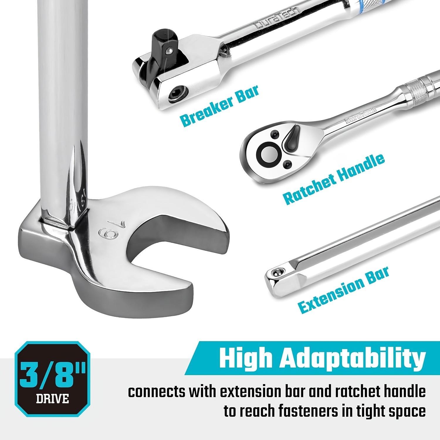 8pcs Replaceable Open-End Wrench Set with Interchangeable Heads