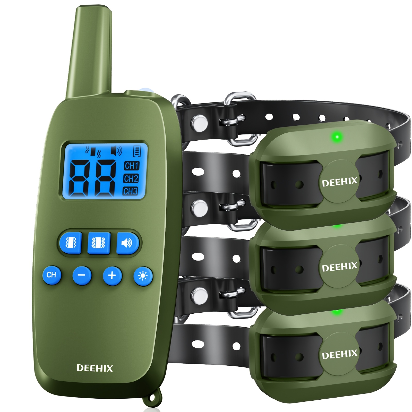 (1   OR 3pcs set) dog training collar with remote control- Adjustable Nylon Strap, support 1-99 level Vibration & Sound  , LED lights, Rechargeable, Suitable for Small to Large Dogs, collar for 3 dogs Rechargeable Training Collar, 3pcs