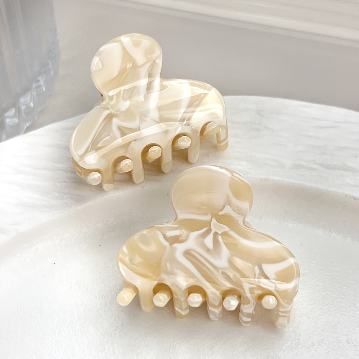 TEMU 2pcs 2pcs French Acetate Fiber Hair Clips, Elegant Ladies Floral Side Hair Clips, High-end Fashionable Hair Clips And Hair Accessories, Suitable