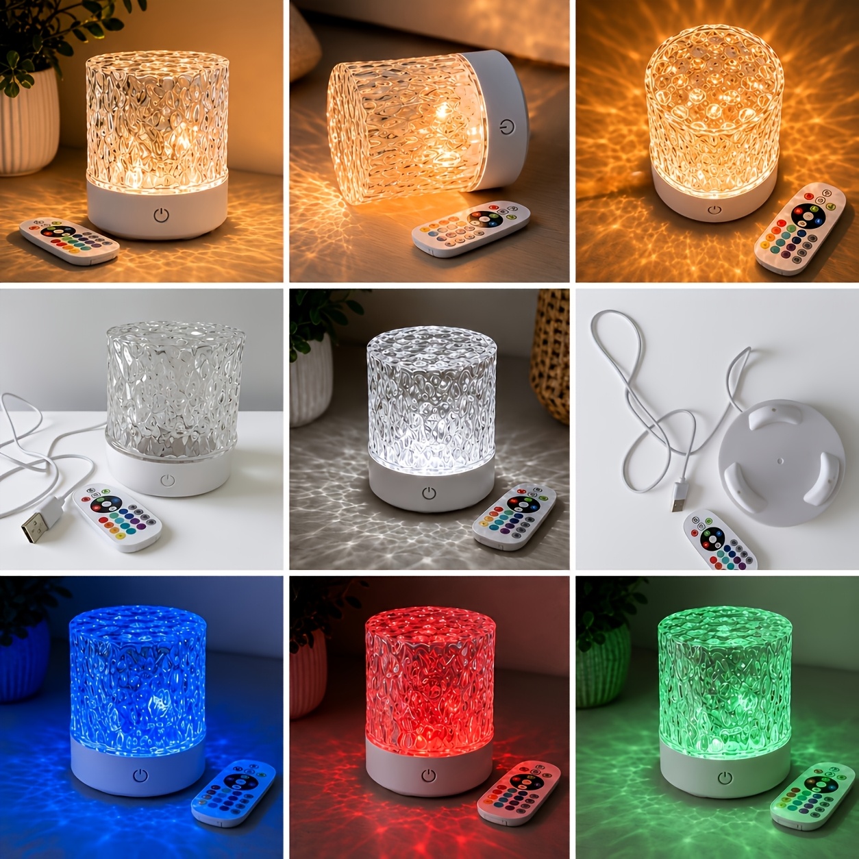 2026 Upgraded Usb Powered Ripple Projection Smart Light, Rotating Multicolor Lighting Effects, Touch-sensitive Color-changing Cube Ambient Lamp, Bedroom Bedside Desktop Decorative Night Light