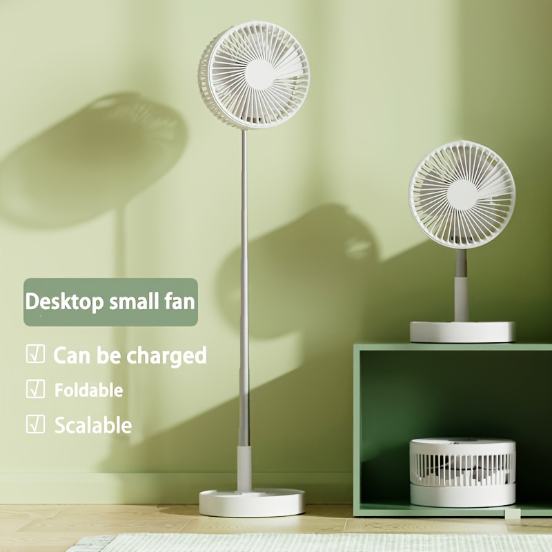 

Portable Usb Desk Fan, Foldable Telescopic Table Fan With 4 Adjustable Speeds, Rechargeable Lithium Battery, Indoor & Outdoor Use, Button Control - Plastic Material With Usb Charging Cord Included