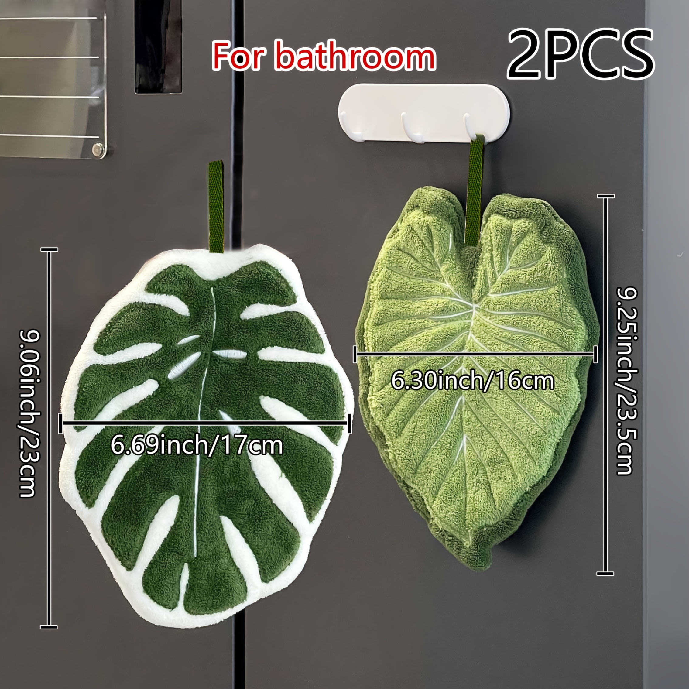 2 pack creative leaf bathroom hand towels hangable design absorbent material suitable for bathroom dining room and kitchen