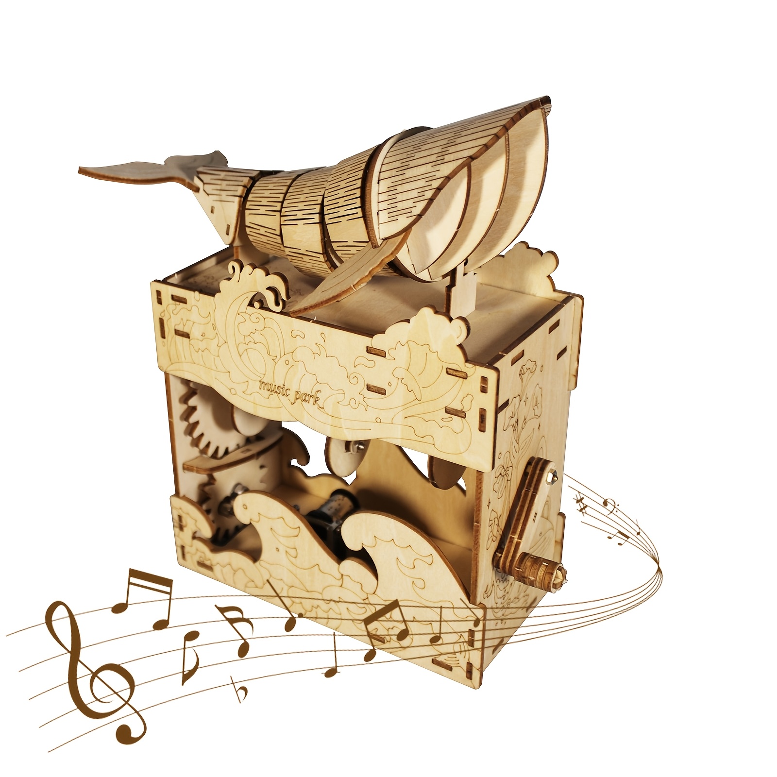 TEMU Kits de Boîte à Musique en Bois 3D - Modèle d'Assemblage Fait Main sur le Thème de pour les Vacances & Anniversaires