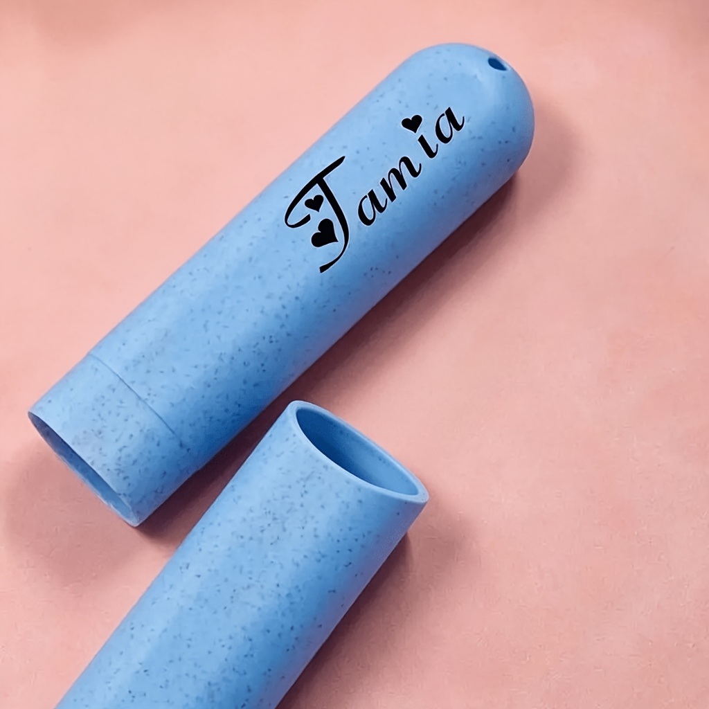 TEMU Boîte de rangement pour brosse à dents 1 pièce avec lettre et nom personnalisés, étui de voyage pour brosse à dents avec nom personnalisé,