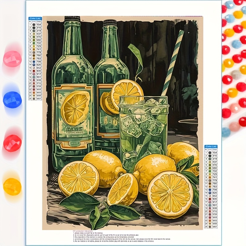 

1pc 5d Diamond Painting Set, Lemon Drink Food Theme, Round , Diy Home Decoration, 30x40 Cm/11.8 Inches X 15.8 Inches, Suitable For Wall Decorations And Desktop Placement, A Gift