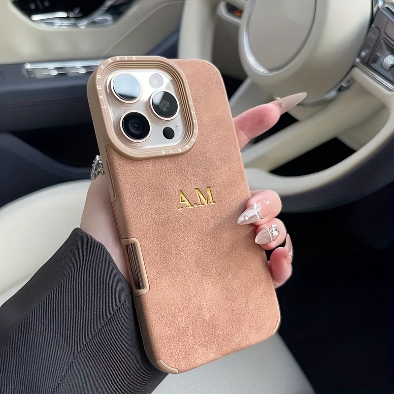 Personalized Custom Initial Name Phone Case for Iphone Models 16, 15, 14, 13, 12, And 11 Pro Max, Featuring a Luxurious Suede Faux Leather Soft Back Cover, Ideal for 3D DIY Engraved Letters, Perfect As Birthday And Festival
