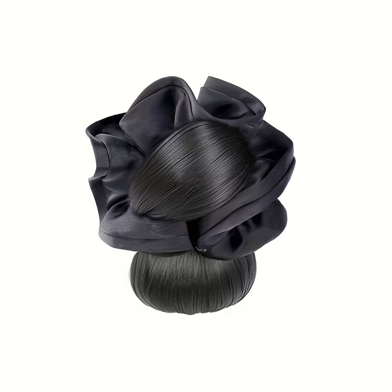 TEMU Women's Bun Hairpiece Clip-on: -looking Updo Clip-on With Flower Bud Style, Hairband, Back-of-head Wig Cap. , Perfect For Daily Use, Themed