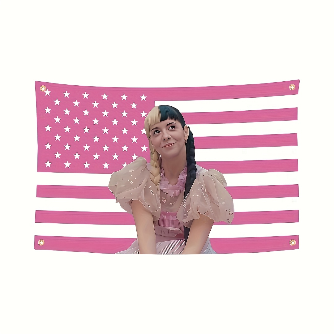 

Melanie Flag, Pink American Flag Tapestry With 4 Brass Grommets, Suitable For College Dorm Decor, Outdoor Parties, Gifts, Backyard Decoration, And Melanie Merchandise Flag For Room Decor Banners.