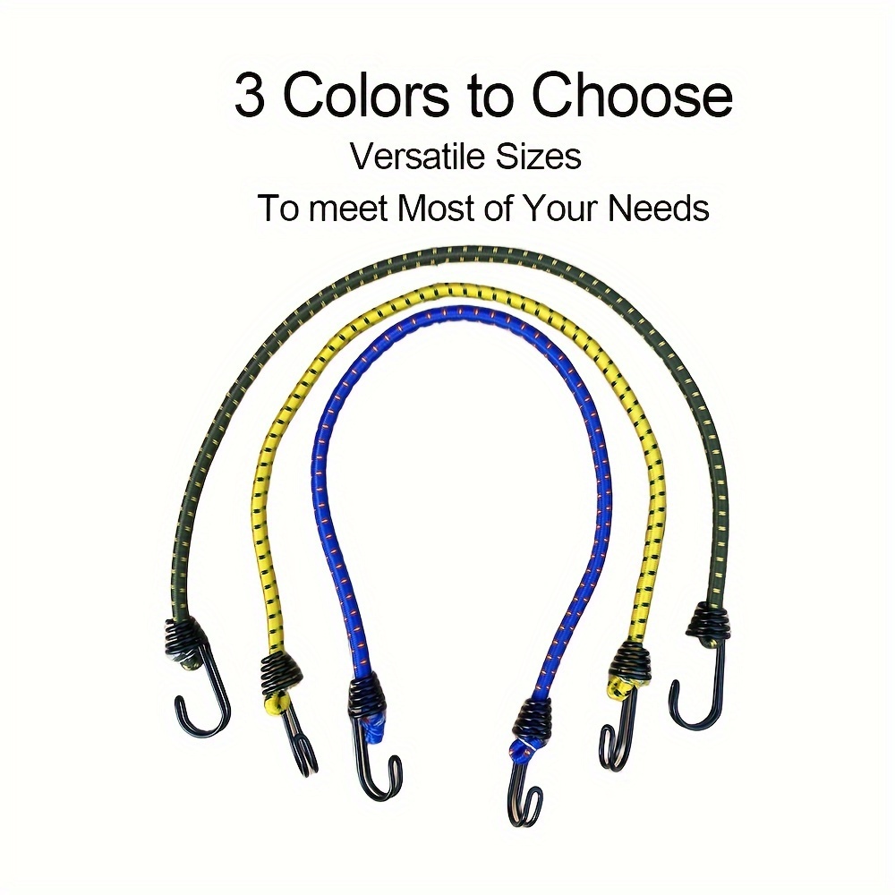 6pcs Abrasion Resistant Bungee Straps With Durable Metal Hooks, Includes  4mm*10, 8mm*12, 24, 36 Elastic Bungie Cord For Outdoor Tent, Luggage  Rack
