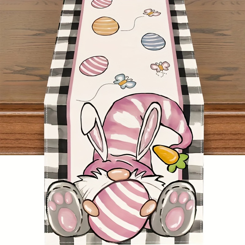 

1pc, Table Runner, Cartoon Eggs Pattern Table Runner, Theme Table Runner, Seasonal Kitchen Dining Table Decoration For Indoor, Party Decor, Spring Theme Decor