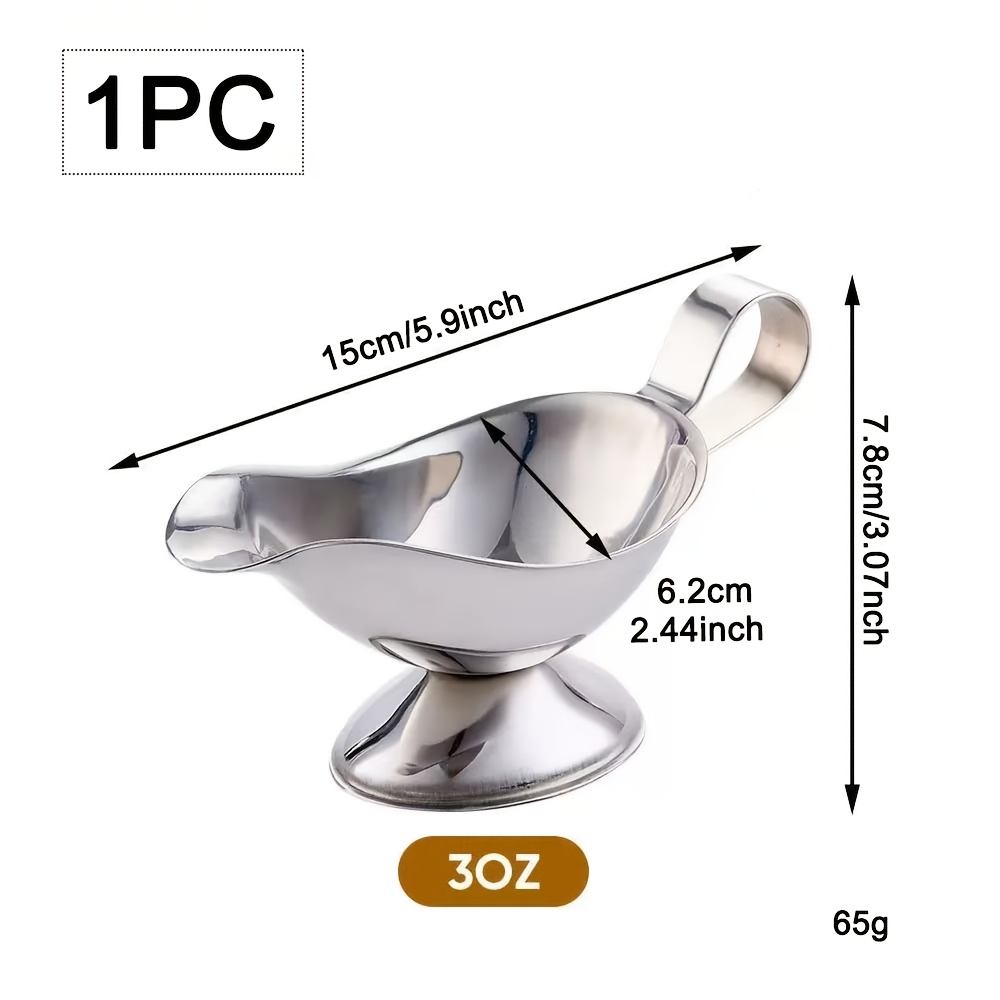 TEMU 1pc Mini Small Size 3oz Stainless Steel Steak Sauce Cup Pepper Sauce Boat, Ergonomic Handle Pot, Kitchen, , Home Meat Juice Boat Used For Salad
